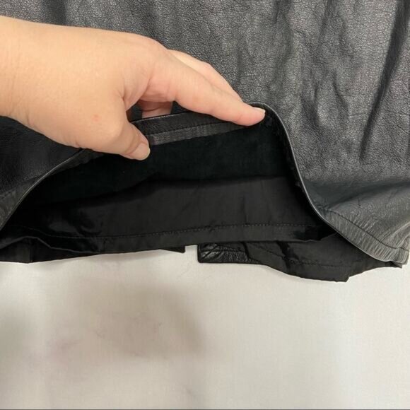 Vintage Jacqueline Ferrar Leather Skirt Black 80s Concert Grunge Goth Size 2 - Picture 5 of 11